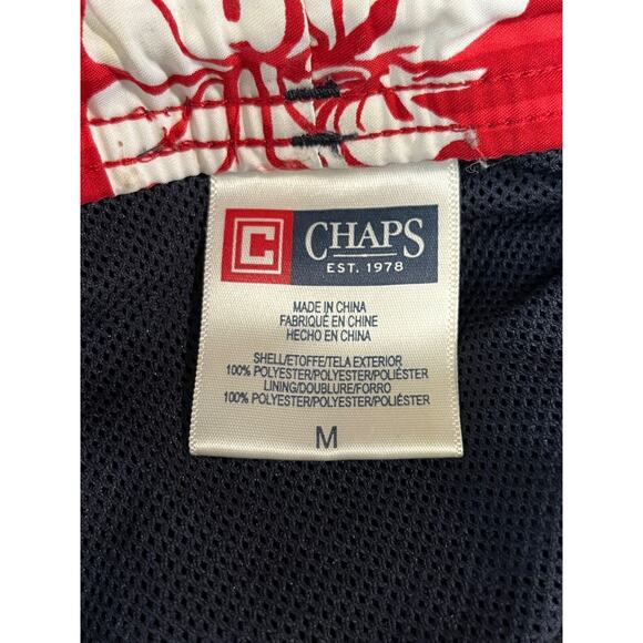 Chaps Swim trunks Men's medium Blue Red Hawaiian Board Shorts Beach Pool - Picture 3 of 8